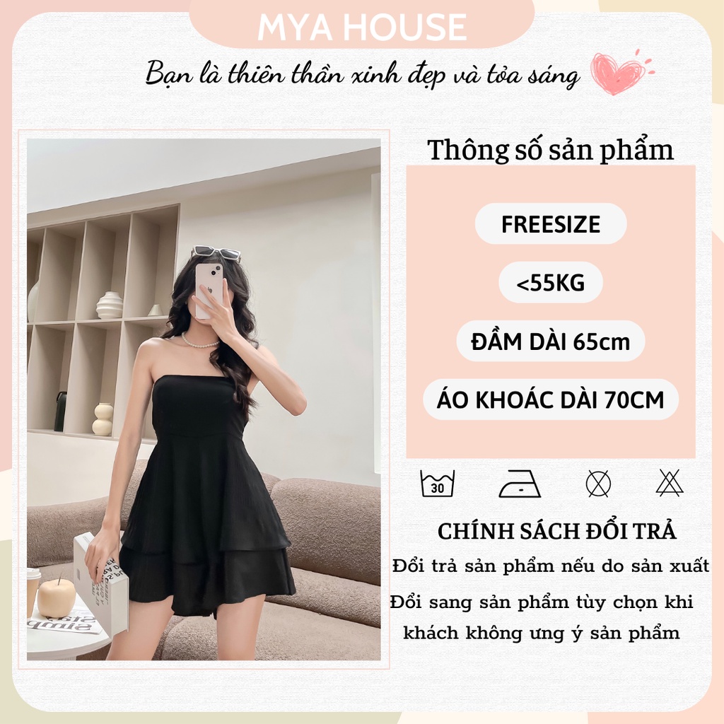 Set Đầm Cúp Xanh Mint Đen Hồng Áo khoác trắng MYA HOUSE