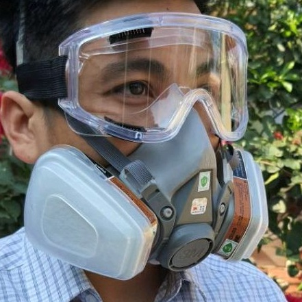 Bộ Mặt Nạ Phòng Độc 3M 6200 Kèm Kính Phun Hóa Chất, Mặt Nạ Phun Thuốc Trừ Sâu Đầy Đủ 8 Chi Tiết