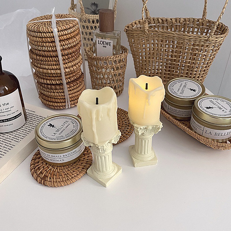 Đèn ngủ để bàn hình cây nến La Mã, đèn ngủ cây nến mini kèm pin - phù hợp làm quà tặng decor phòng ngủ