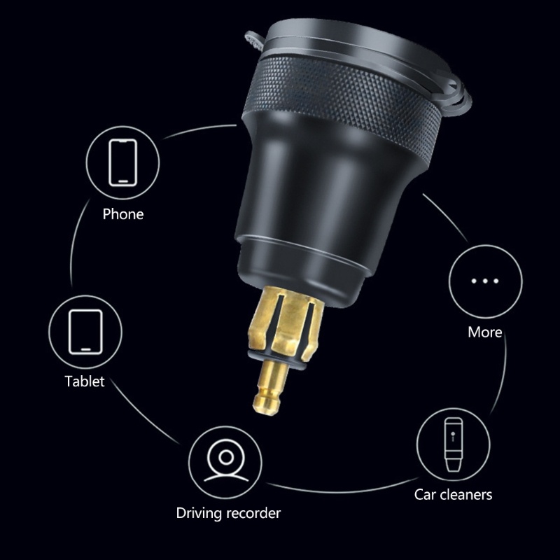 Công Tắc Sạc Điện Thoại GPS Hai Cổng USB 12V 24V Gắn Tay Lái Xe Máy