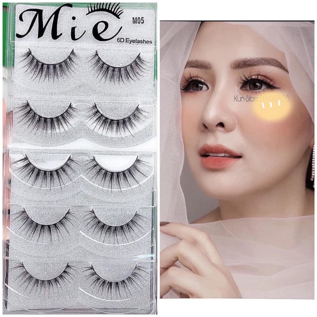 Mi giả Mie 6D tự nhiên siêu đẹp 5 cặp chuyên dùng cho makeup