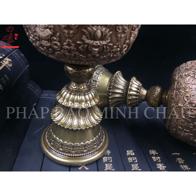 [PHÁP BẢO MINH CHÂU] Chén Đựng Nến Bơ 8 Cát Tường Đồng - CỠ TO, TRUNG