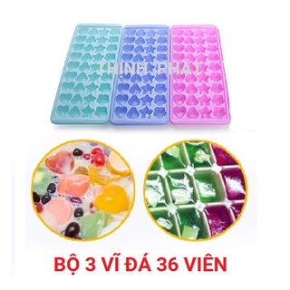 Bộ 3 vĩ đá khay làm đá - thạch rau câu 36 viên - GIAO MÀU NGẪU NHIÊN