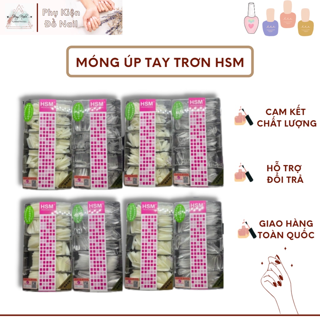 Móng Up Tay HSM 4fom Vuông,Thang,Bầu,Nhọn hộp 500psc đủ size