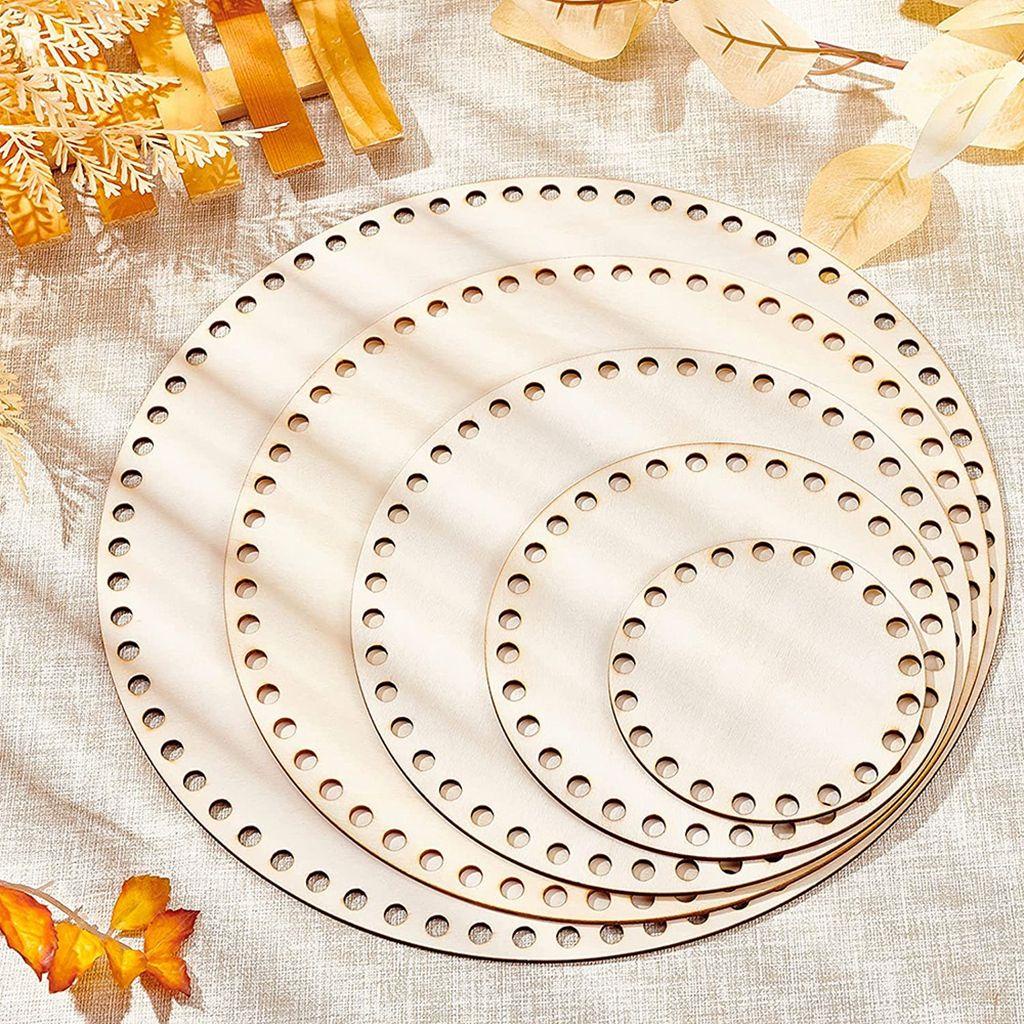 Taylor1 Giỏ Tròn Đan Len Thủ Công 5 Kích Cỡ Bằng Gỗ Tự Nhiên