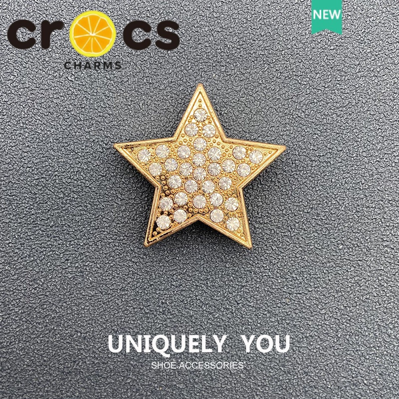 Khóa Kim Loại Hình Ngôi Sao Năm Cánh Đính Đá Trang Trí Giày Crocs jibbitz