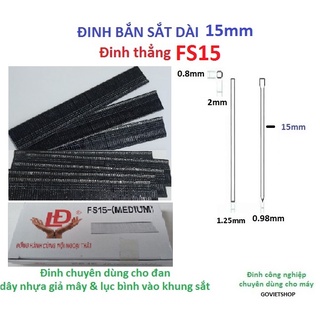 Đinh bắn sắt thẳng FS15 Medium - màu Đen - ghim xuyên sắt tole inox - dài 15mm