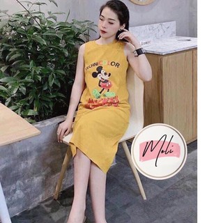 Váy suông chất cotton in hình chú mickey xinh xắn