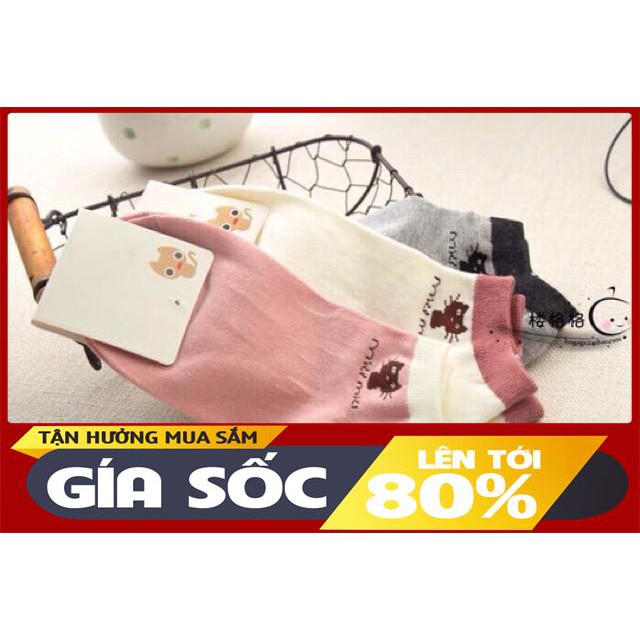 [ Sale 50% ] Tất mèo nam-nữ cổ ngắn(túi/10₫-5 màu) thời trang fiona