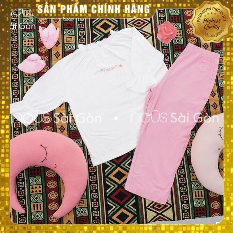 NOUSHANOI -  Bộ quần áo dài tay Nous kids pyjama trắng hồng cho bé gái ( Size Nous Kids 2Y 3Y 4Y 5Y)