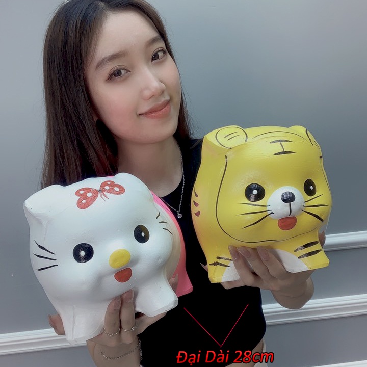 Ống heo đất tiết kiệm đẹp 2024, con lợn tiết kiệm size lỡ dài 23cm, đại dài 28cm hình chó, mèo, cộp, gấu, kitty, doremon