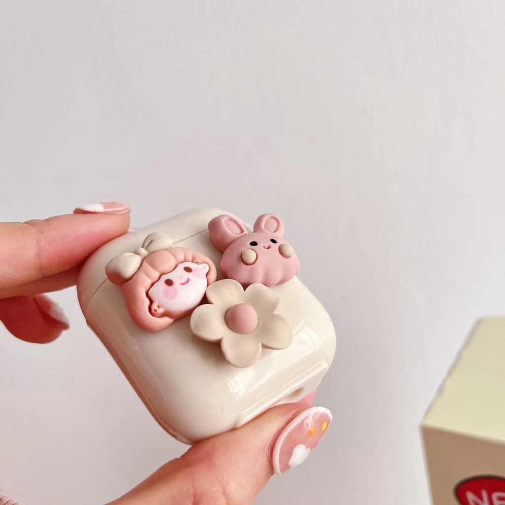Vỏ Bảo Vệ Hộp Sạc Tai Nghe airpods 1 / 2 pro Bluetooth Hình Cô Gái Hoạt Hình Màu Hồng