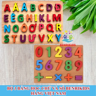Bộ 2 Bảng Chữ Cái Tiếng Việt In Hoa Và Số Đếm Benrikids 001 Cho Bé Hàng Việt Nam