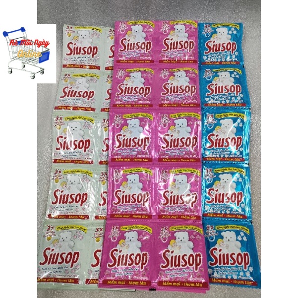 (Mới) 1 dây 10 Gói Nước xả làm mềm vải SiuSop (10 gói = 250g)