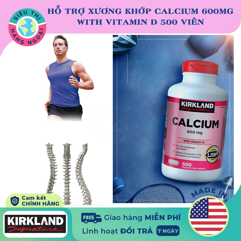 Viên uống bổ sung Canxi Kirkland Calcium 600mg+d3 500 Viên