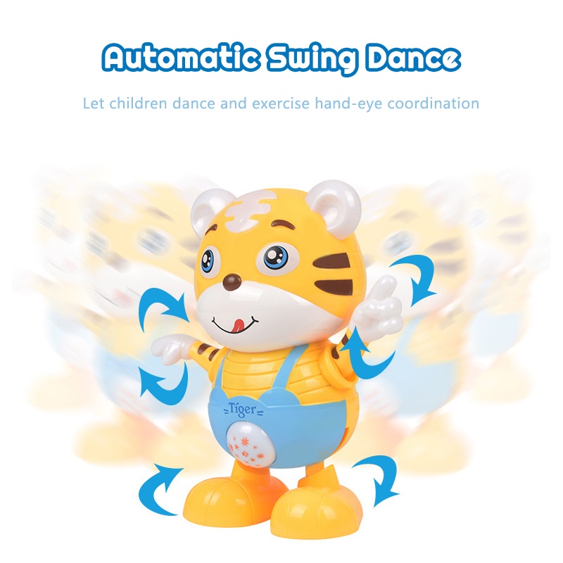Đồ chơi robot nhảy múa Zhan Qi Toys hình hổ phát đèn và nhạc giáo dục sớm vui nhộn dành cho bé