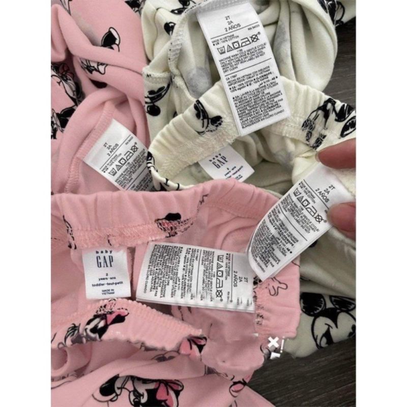 Combo 2 bộ micky trắng hồng in tràn chất cotton dài tay cho bé gái