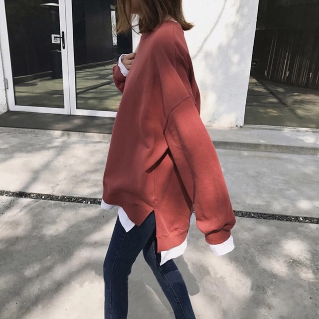 (ORDER-sẵn vàng M, đỏ 2XL) Áo nỉ sweater 2 lớp phong cách ulzzang | BigBuy360 - bigbuy360.vn