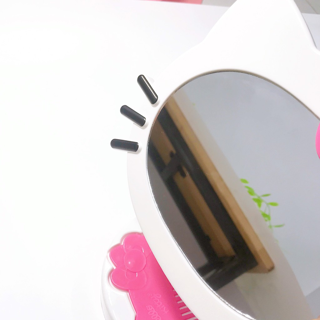 Gương để bàn tai mèo kèm lược hình Hello Kitty dễ thương☘☘