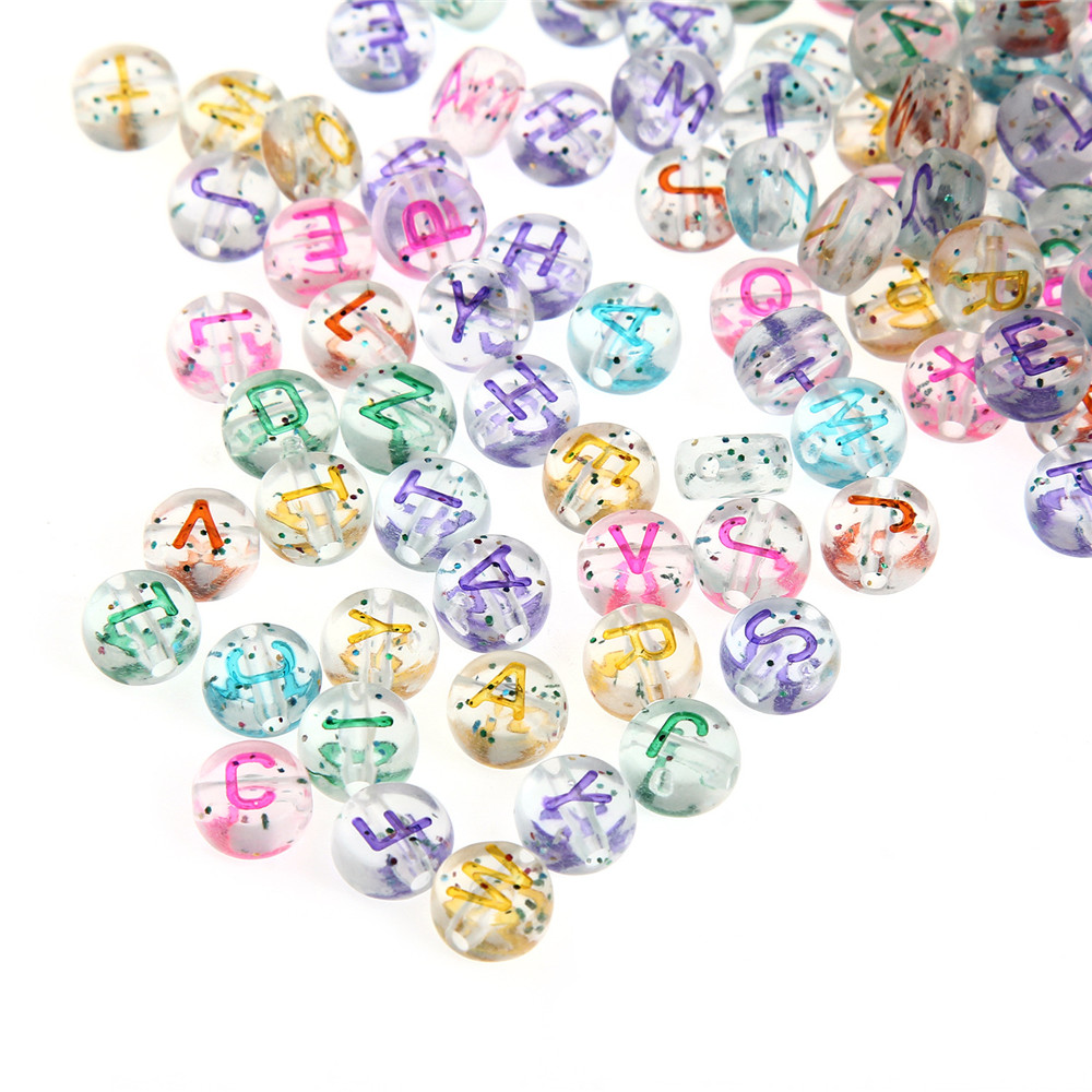 Set 100 Hạt Nhựa Acrylic Hình Chữ Cái Dùng Làm Trang Sức Thủ Công