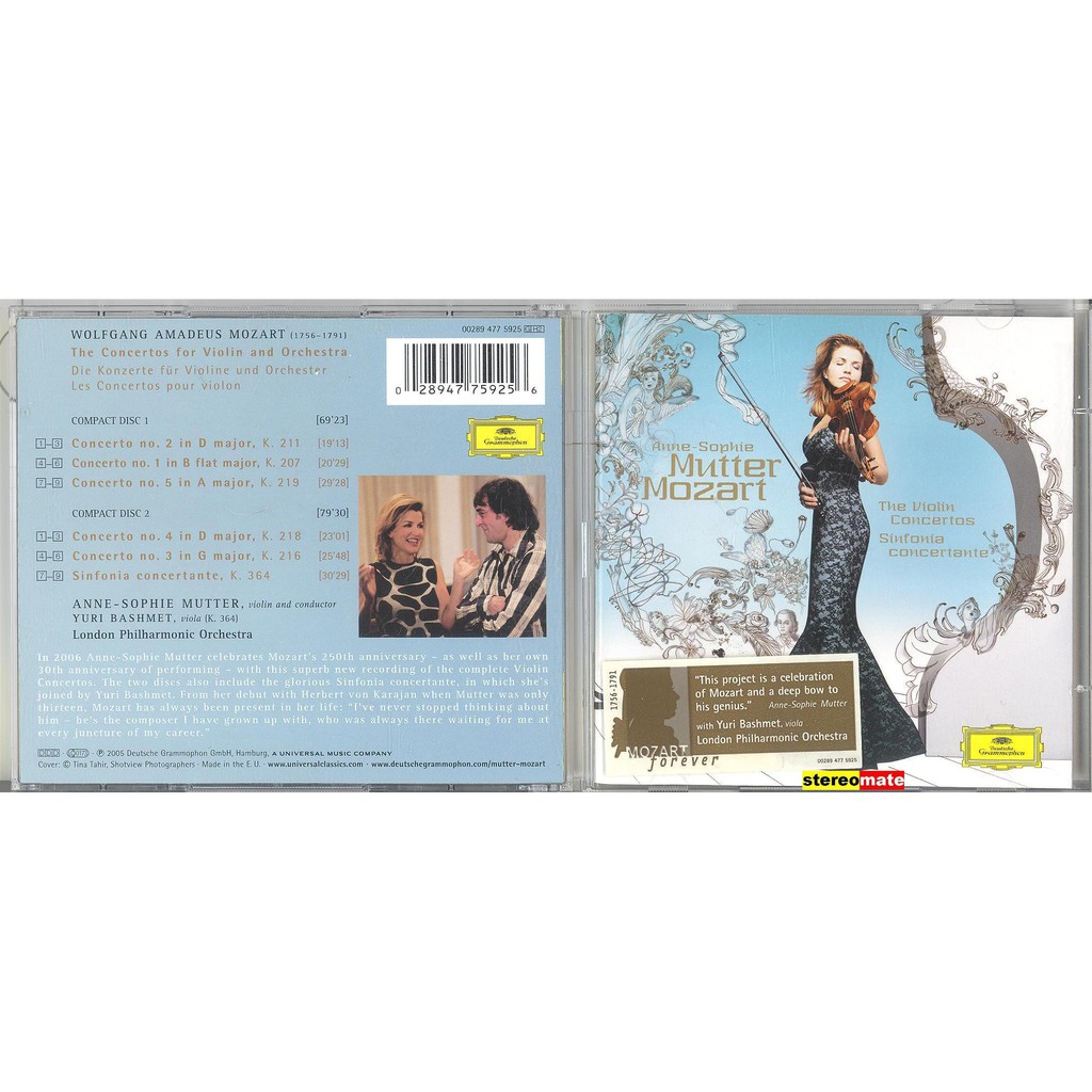 stereomate - CD gốc: Mozart - Anne-Sophie Mutter - Violin Concerto 1~5  - 2CD