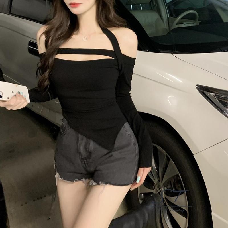 Áo thun dây choàng cổ tà xéo 1 bên