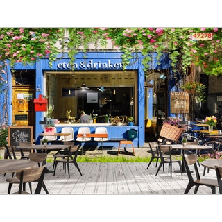 Tranh dán tường 3d quán cafe,nhà hàng, tiệm
