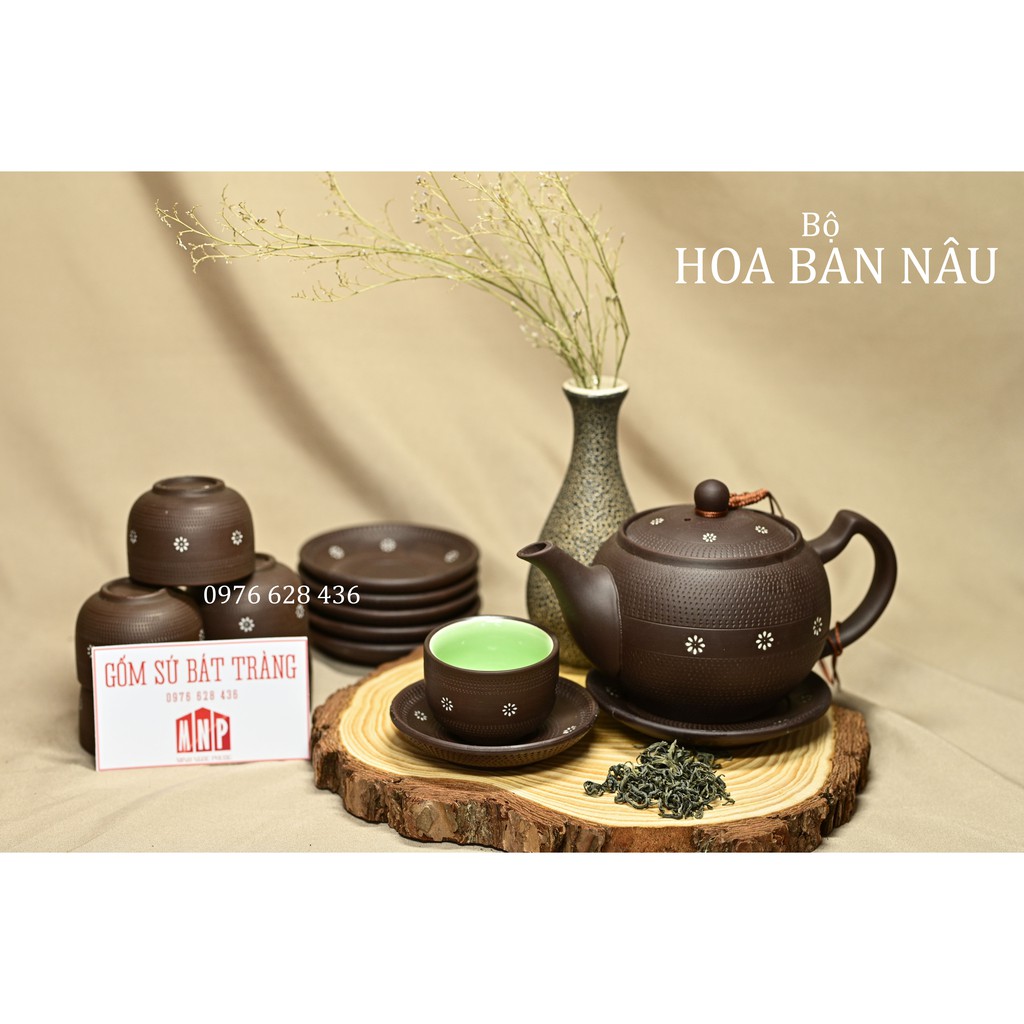 Bộ ẤM TRÀ TỬ SA BÁT TRÀNG HOA BAN NÂU ⚡DUNG TÍCH 400ML⚡