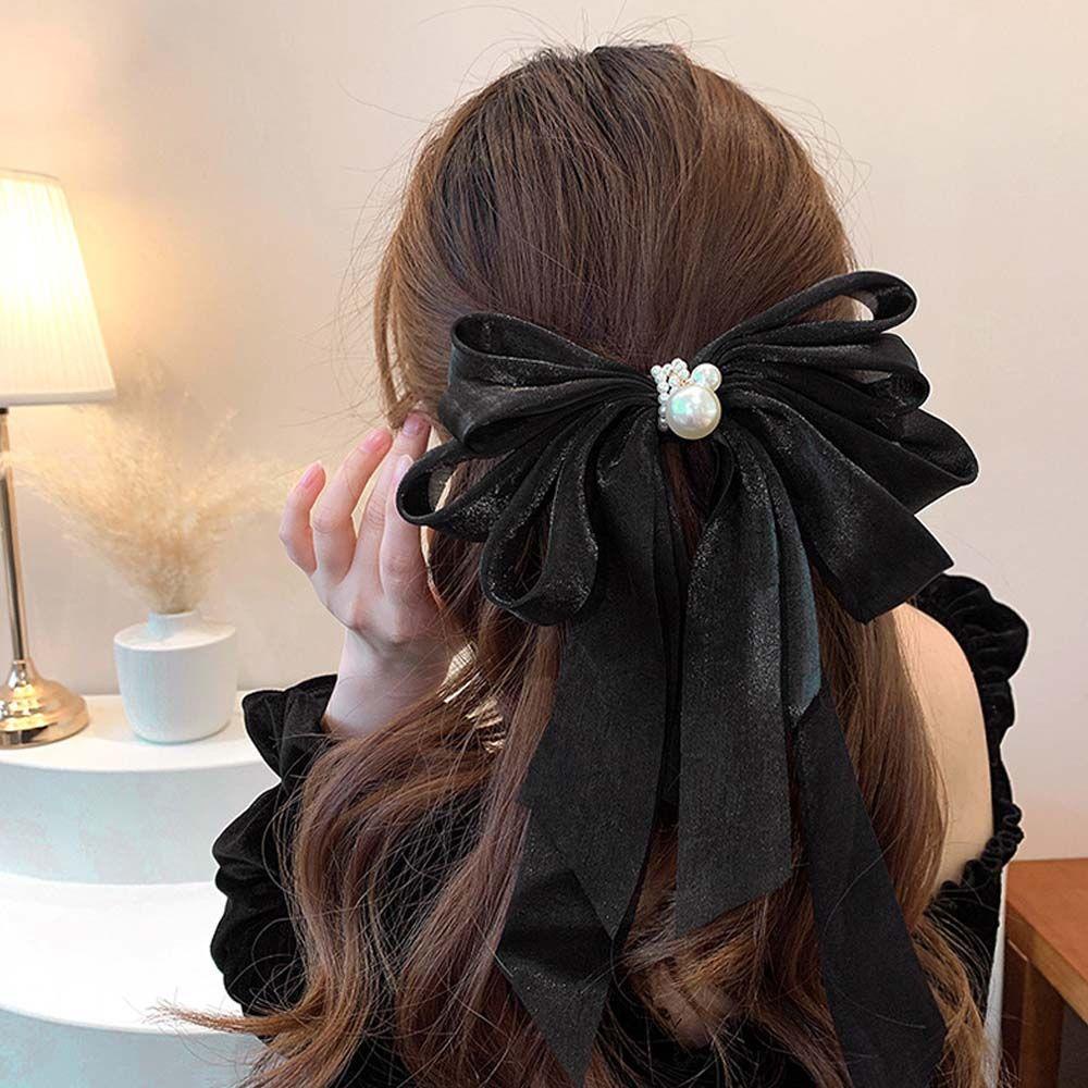 MOCHO Kẹp Tóc Vải Chiffon Đính Nơ Dễ Thương Cho Nữ