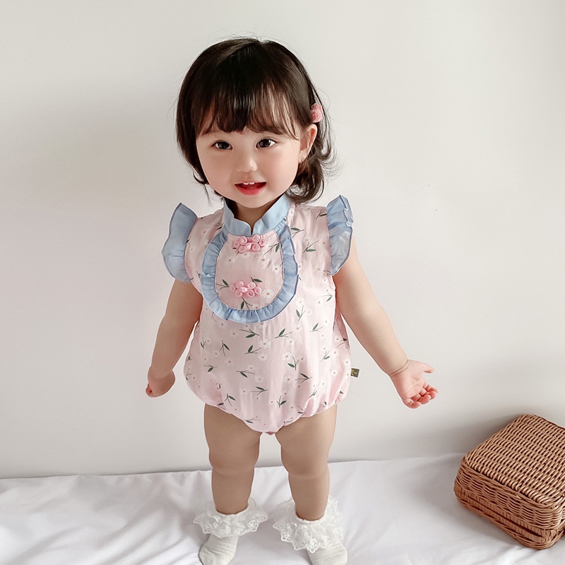 Bộ Áo Liền Quần Một Mảnh In Họa Tiết Hoạt Hình Phong Cách Hàn Quốc Thời Trang Mùa Hè Cho Bé