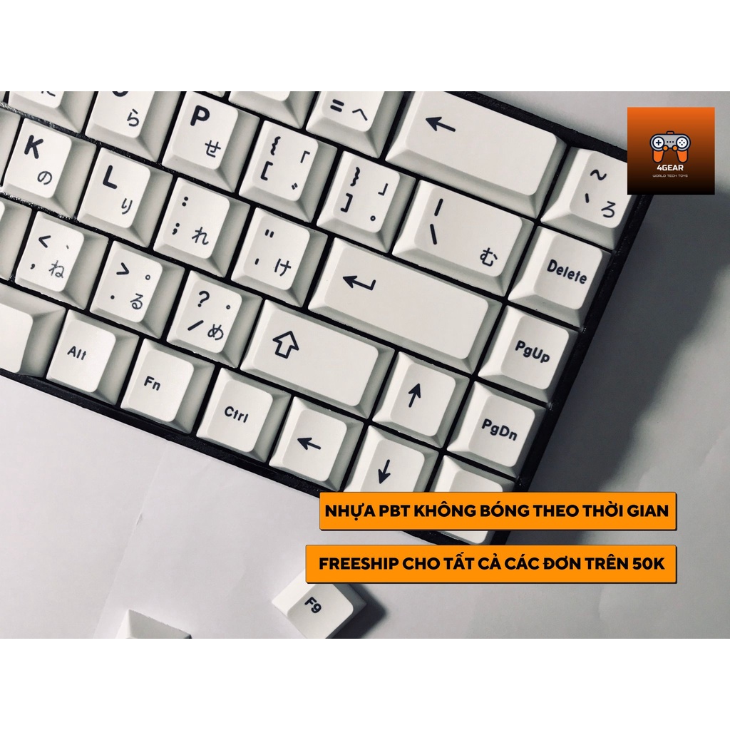 Keycap Japan Font siêu rẻ, nhựa PBT in dyesub, 126 nút bàn phím cơ, cherry profile minimalist