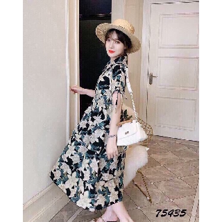 [MẪU HOT) ĐẦM HOA LỤA ẢNH TỰ CHỤP - 75435