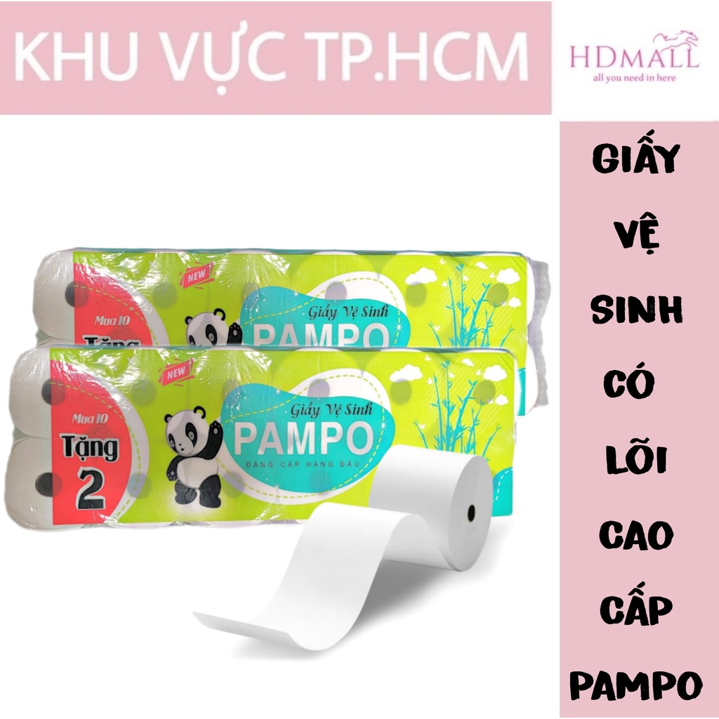 Lốc 12 Cuộn Giấy Vệ Sinh Có Lõi Cao Cấp PAMPO 1.6KG