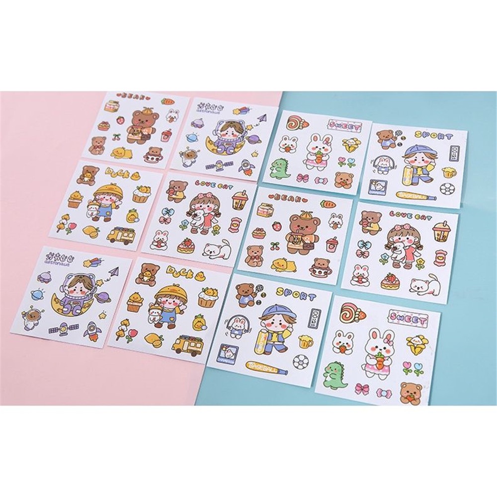 Bộ 5 Miếng Dán Máy Tính/ Sổ Tay/ Chai Nước Kiểu Hoạt Hình Chú Thỏ Dễ Thương Cho Bé Trai/ Gái