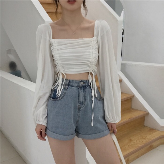 Áo croptop dây rút 2 bên- ảnh thật cuối