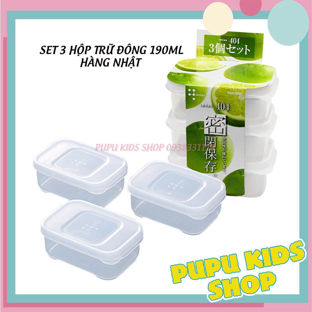 {HÀNG NHẬT} BỘ 3 HỘP NHỰA CHỮ NHẬT 190ML