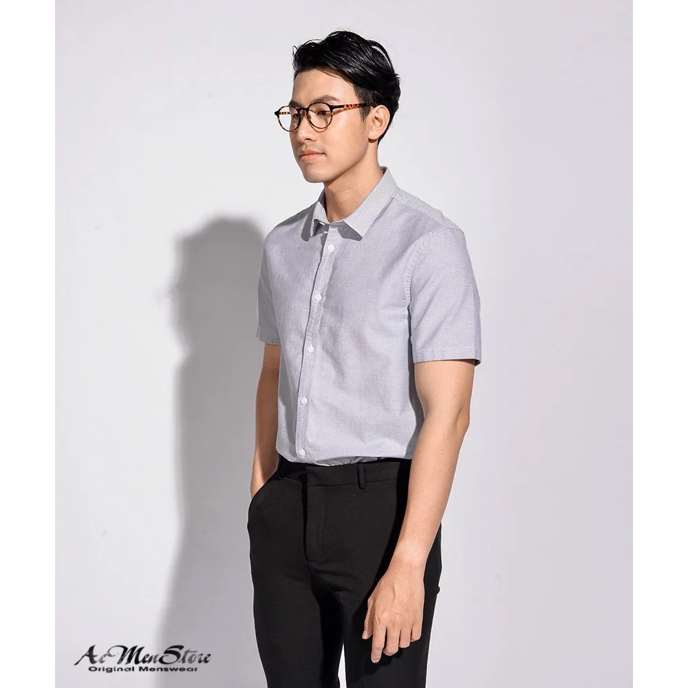 Áo sơ mi nam ROUTINE ngắn tay cổ bẻ Oxford form fitted 10S20SHS004