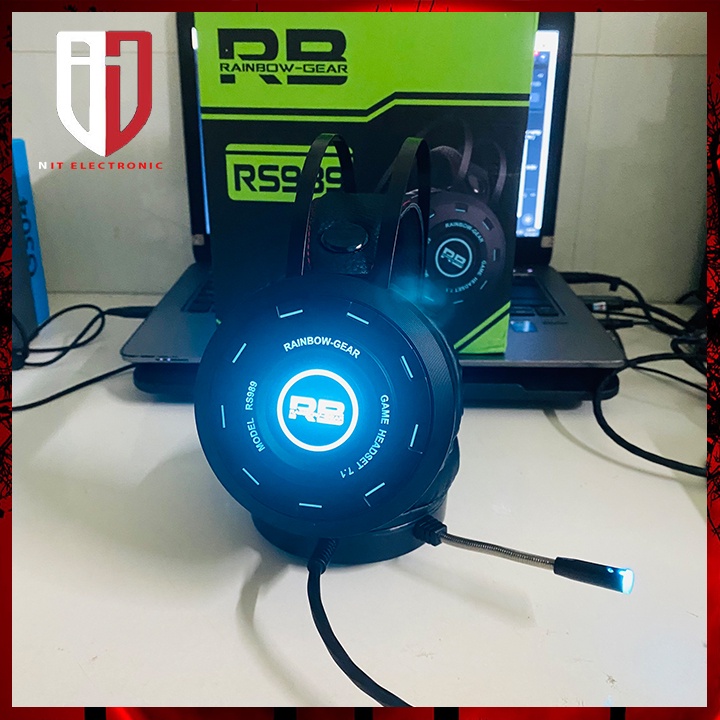 Tai nghe chụp tai gaming headphone có dây chính hãng Rainbow-Gear RS989 7.1 máy vi tính laptop