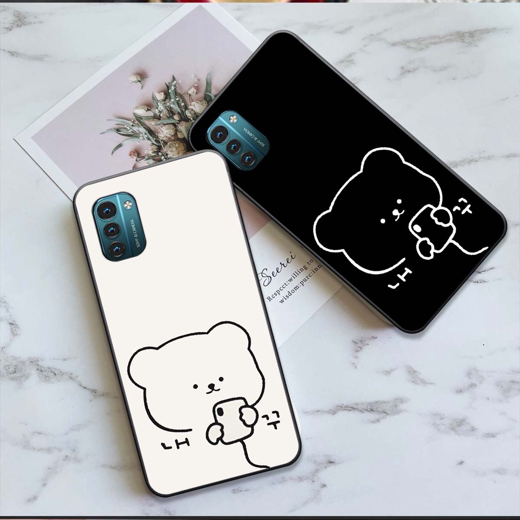 Ốp lưng điện thoại nokia c21 plus / nokia g21 in hình mặt cười, gấu cute, đen trắng