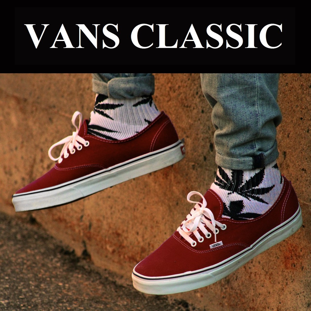 Giày Vải Cổ Thấp V-s Classic Nam Màu Đỏ Đô