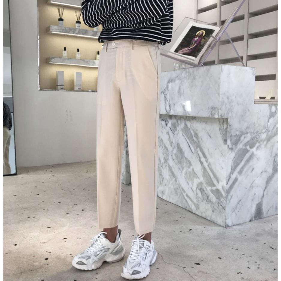 [May Thủ Công] Quần Tây Nam Màu Kem Dáng Baggy Chất Vải Co Giãn, Không Xù Phong Cách Hàn Quốc Hot Trend (V01) | BigBuy360 - bigbuy360.vn