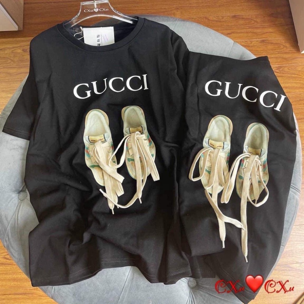 Áo phông nam và  nữ cộc tay form rộng hình đôi giày gucci đẹp, áo thun form rộng tay dài cổ tròn cotton 100% NVT- SPORT | BigBuy360 - bigbuy360.vn