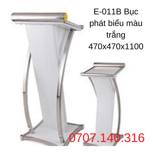 Bục Phát Biểu Bằng Gỗ Hội Nghị, Trường Học, Bục Phát Biểu Khung Inox (Màu trắng)