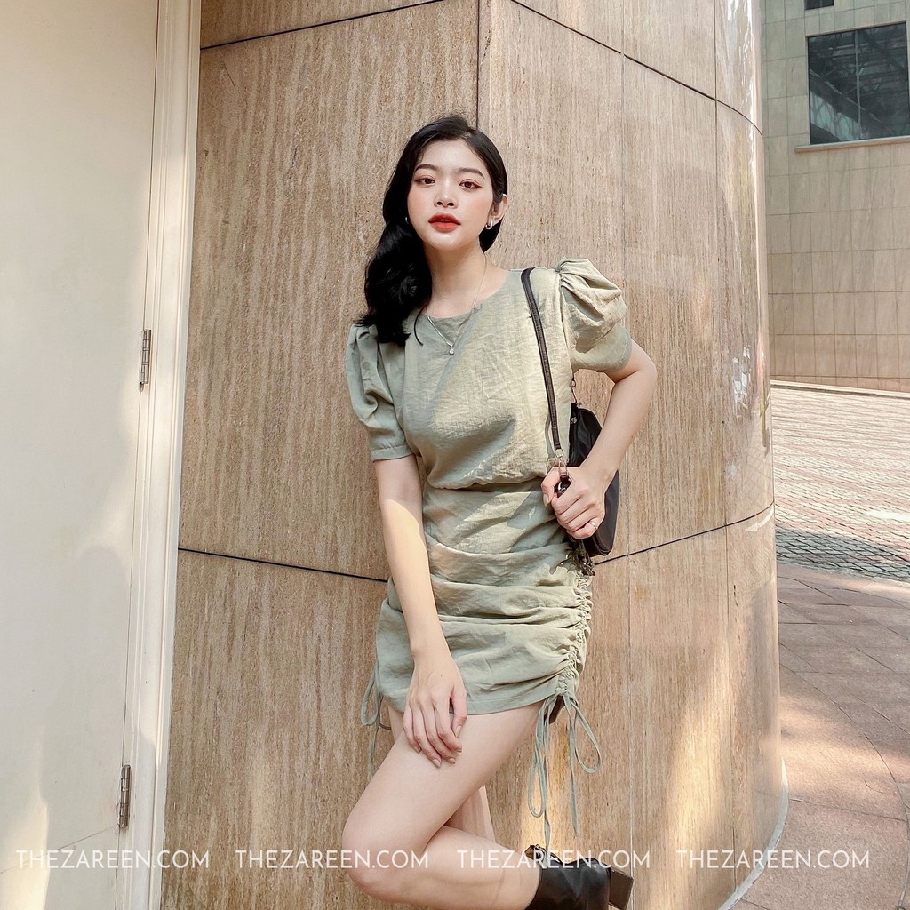 [Mã SKAMFA06 giảm 10% tối đa 50K đơn 0Đ] ĐẦM RÚT DÂY 2 BÊN ZAREEN DAB04 RÊU