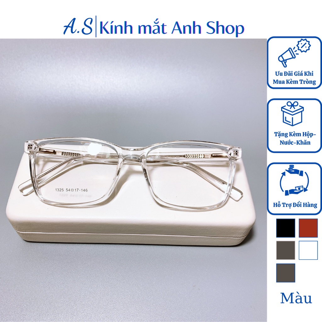Gọng kính vuông nhựa dẻo lõi kim loại chất liệu dẻo cứng cáp bền đẹp 1325