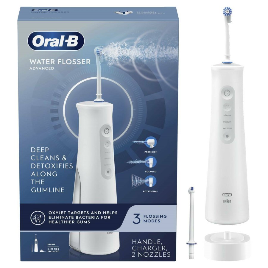 Tăm Nước Cầm Tay Oral-B Water Flosser Advanced- 3 Chế Độ, Công Nghệ Oxyjet Giúp Sạch Kẽ Răng, Sạc Cảm Ứng