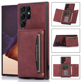 Ba Khe Cắm Thẻ Gấp Nhiều Khe Cắm Da Dành Cho Samsung Galaxy S23 S20 FE S21 S22 Note 20 Ultra S10 Plus Flip Stand Ví
