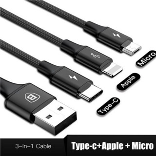 Cáp sạc baseus 3 đầu lightning,type-c và micro.