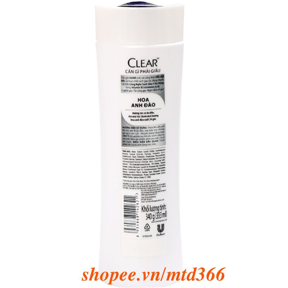 Dầu Gội Đầu 370G Clear Mát Lạnh Bạc Hà Chính Hãng.