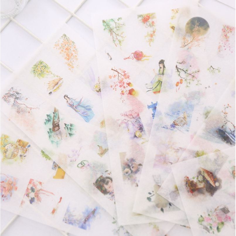 Bộ 6 Tấm Sticker Giấy Trang Trí Cổ Trang Ver.1